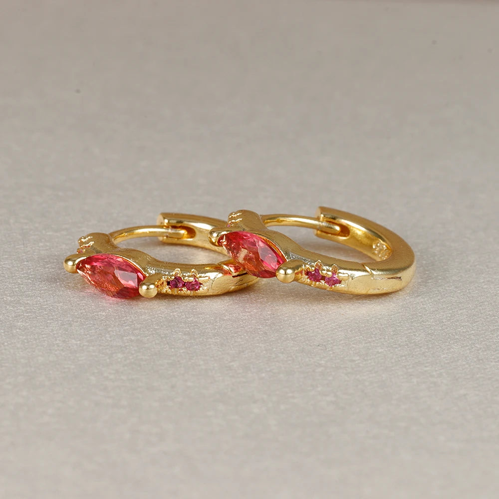 2023 Simple Stainless Steel Round Hoop Earring Colourful Zircon