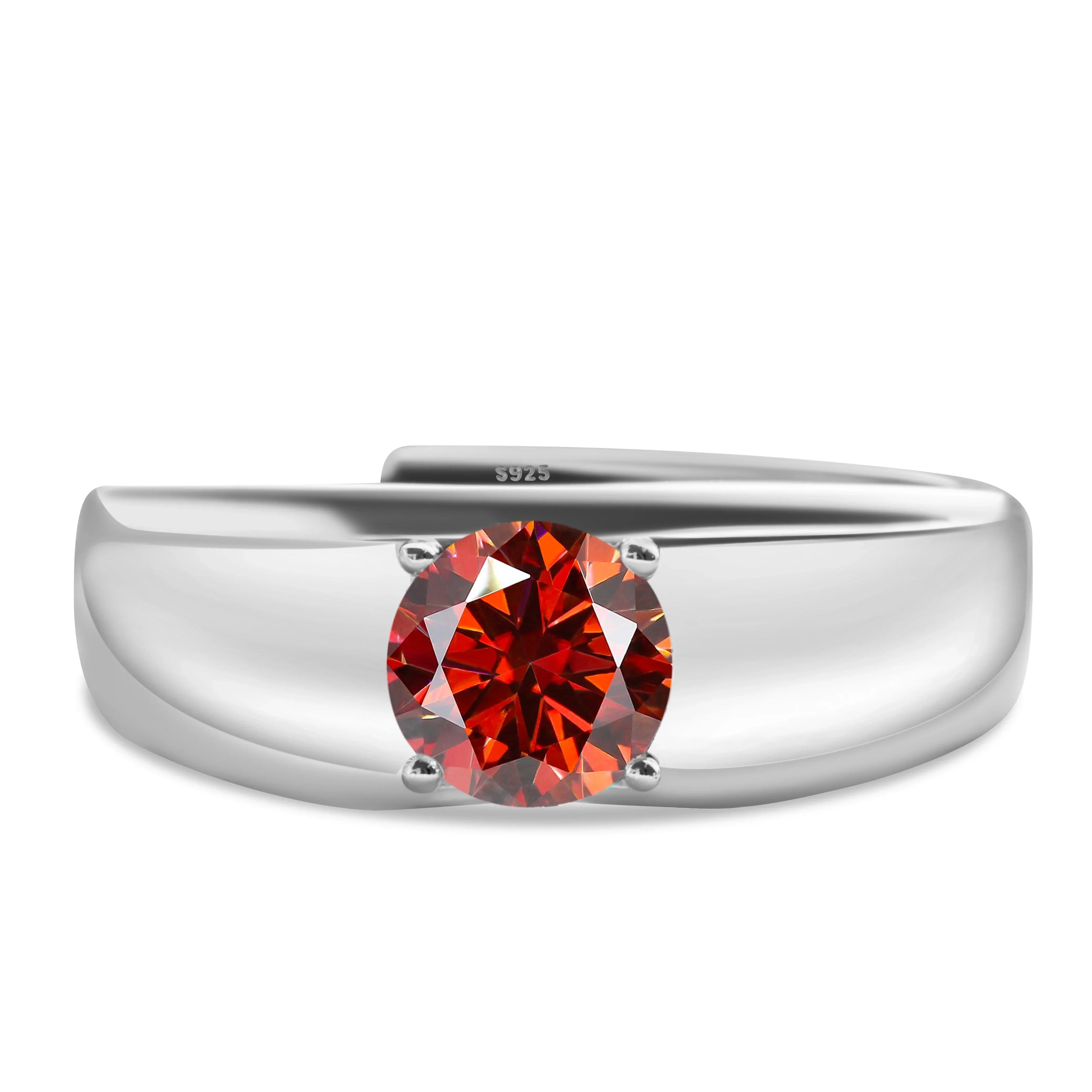 925 Sterling Silver Moissanite Ring for Men and Women, White Gold Plated, Engagement, Wedding Jewelry, Trend Gift, 1 Carat, 2024