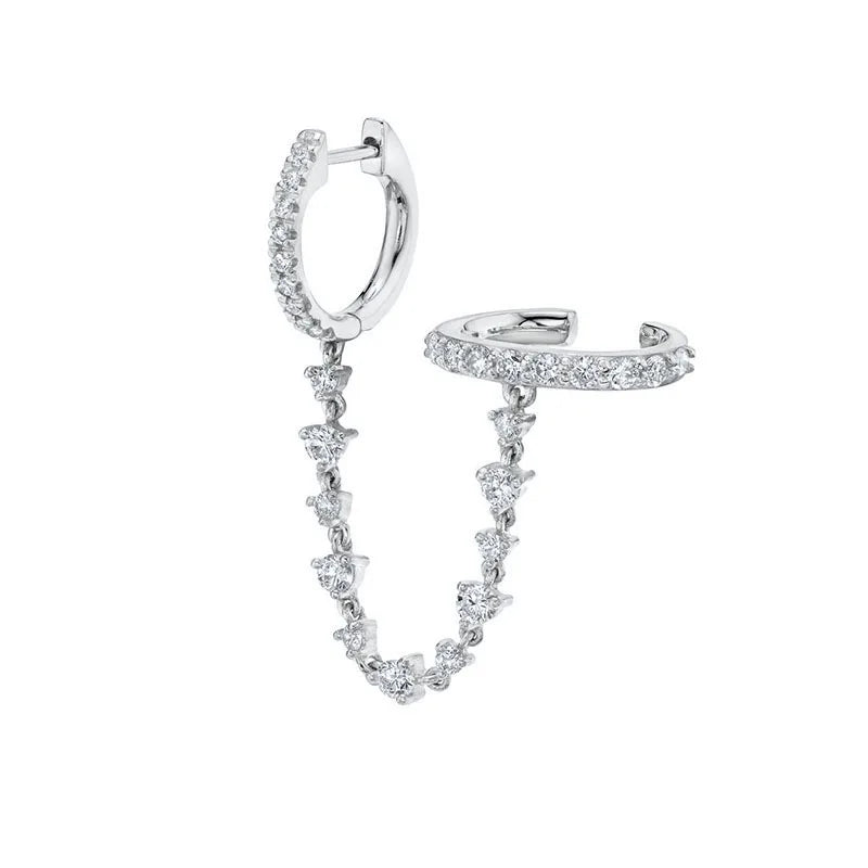2022 Stainless Steel Zircon Square Chain Hoop Earrings Small Pendant