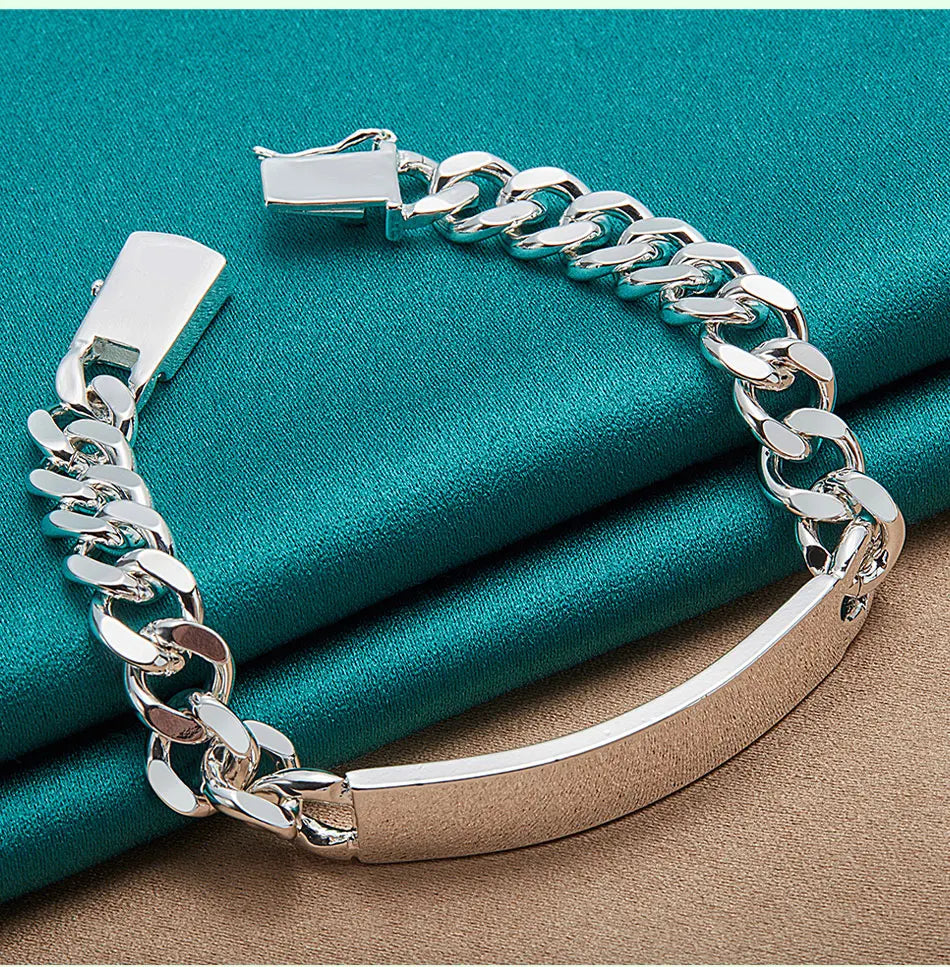 10mm Men's Geometric Chain Bracelet 925 Sterling Silver Noble Fashion Gift