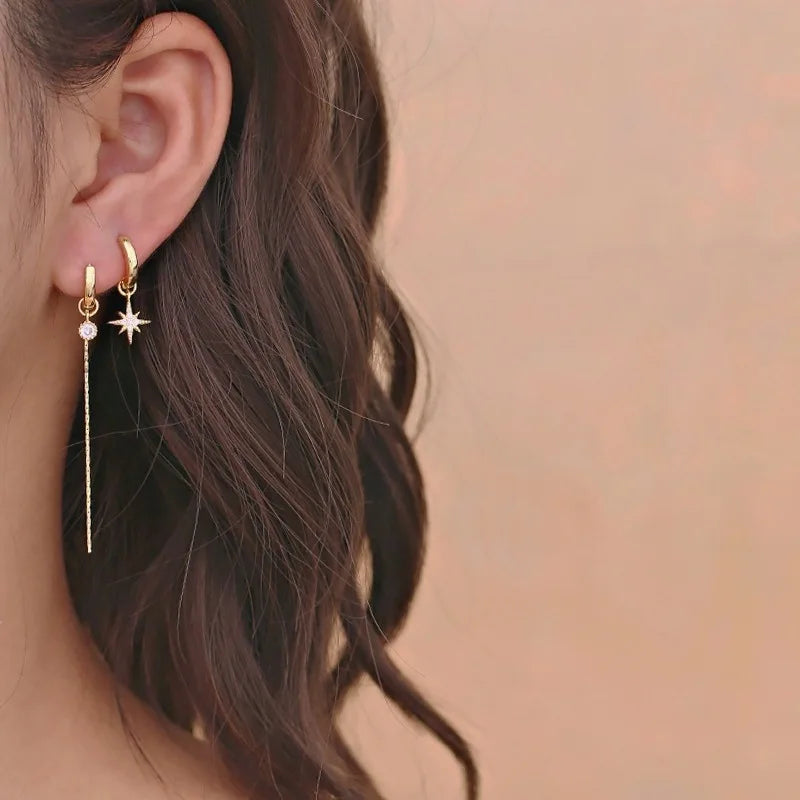 Vintage Long Tassel Geometric Square Drop Earrings Korean Thread