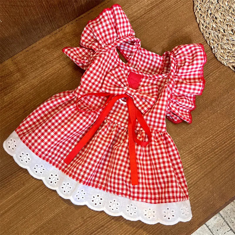 Sweet Bow Dog Cat Dress Set, Floral Lace Party Dress with Bow Tie, Cute Photoshoot Outfit for Small Medium Pets, Special Occasio