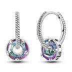 925 Sterling Silver Crystal Circular Eardrops Fashion Versatile Drop Earrings