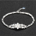 Beautiful Flowers Chain Charm Bracelet 925 Sterling Silver Women Fashion Gift