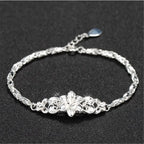 Beautiful Flowers Chain Charm Bracelet 925 Sterling Silver Women Fashion Gift