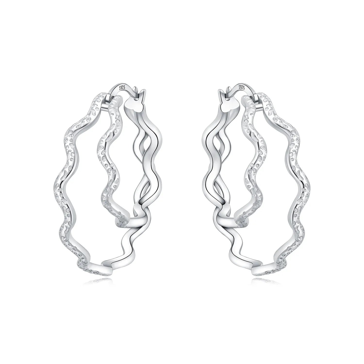 925 Sterling Silver Square Chain Stone Inlaid Hoop Earrings Trendy Jewellery
