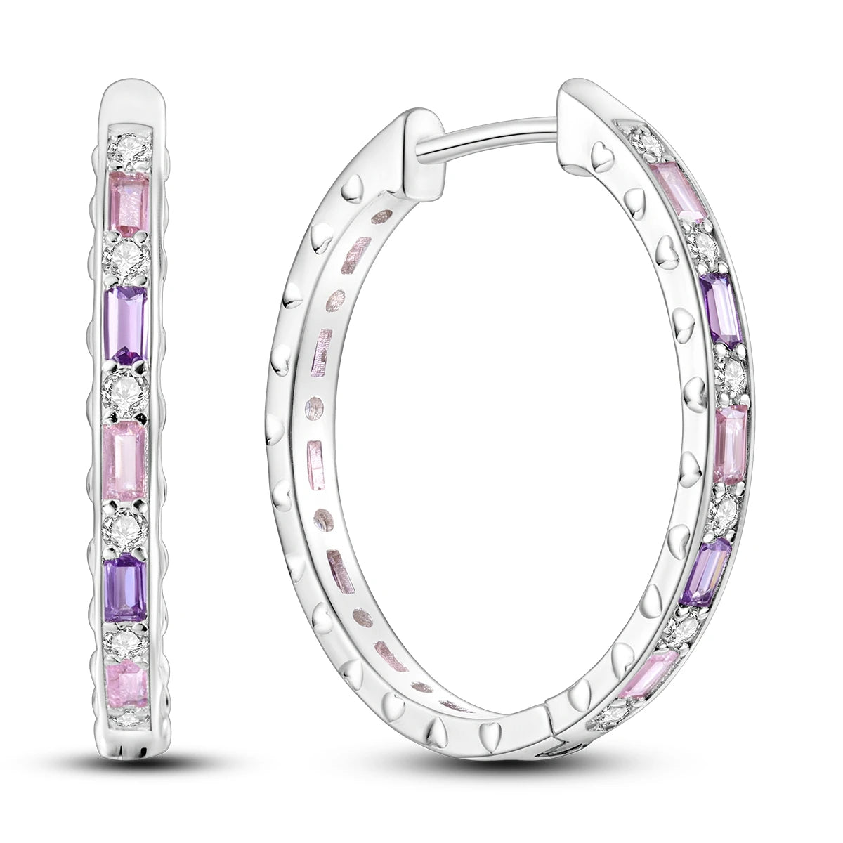 925 Sterling Silver Colourful Wavy Versatile Hoop Earrings Women's Jewellery