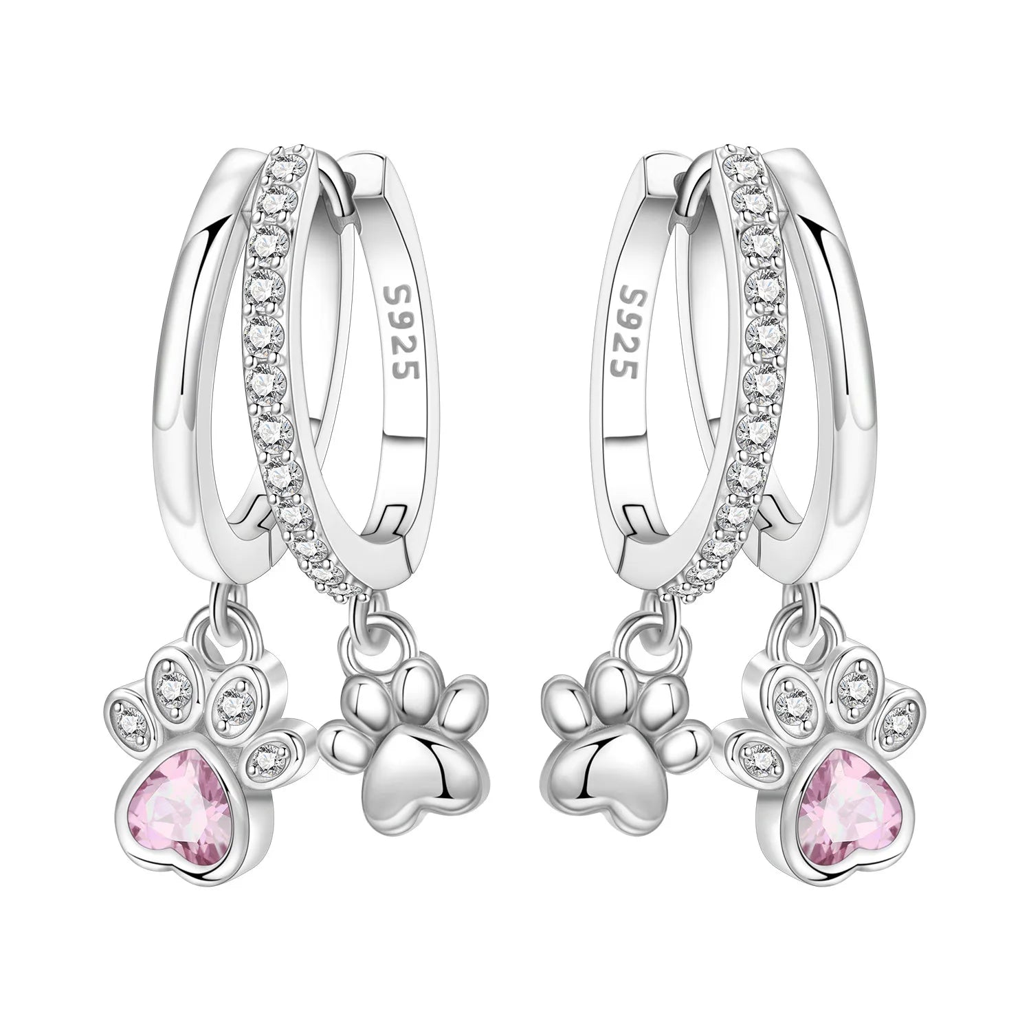 925 Sterling Silver Pink Heart Musical Note Drop Earrings Fashion Jewellery