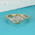 Female Charm Flower Snowflake Rings For Women White Zircon Wedding Bands Antique Gold Color Wave Engagement Ring Party Jewelry