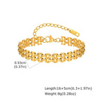 18k Gold Plated Mesh Link Bracelet for Women, Clavicle Chain Wrist Bracelet Polish Jewelry