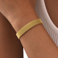 Women's Chunky Link Chain Mesh Bracelet, Stainless Steel Gold Plated Waterproof Jewelry