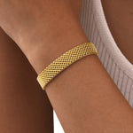 Women's Chunky Link Chain Mesh Bracelet, Stainless Steel Gold Plated Waterproof Jewelry