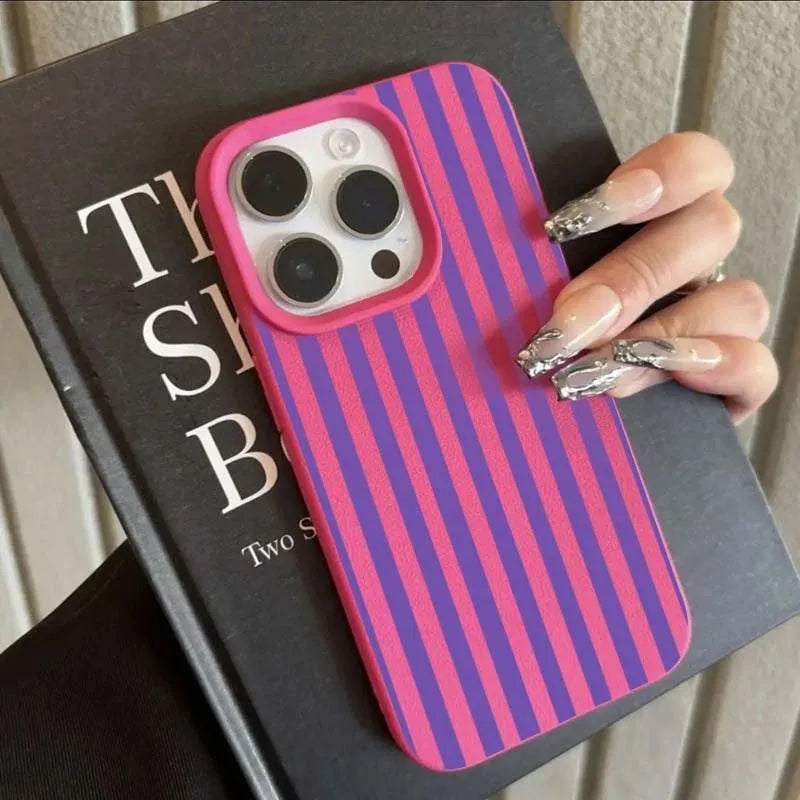 Minimalist Striped Case for iPhone 17 16 15 14 13 12 Pro Max Plus