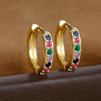 Stainless Steel Colourful Zirconia Huggie Minimal Hoop Earrings
