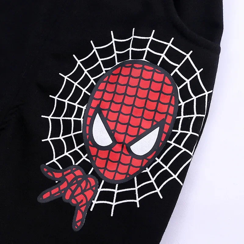 3pcs Spiderman Cosplay Costume Kids Boys Hooded Vest T-Shirt & Pants Tracksuit