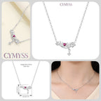 Original 925 Sterling Silver 18K Gold Heart Lock and Key Necklace Y-shaped Chain Necklace For Women Memorial Prayer Jewelry Gift