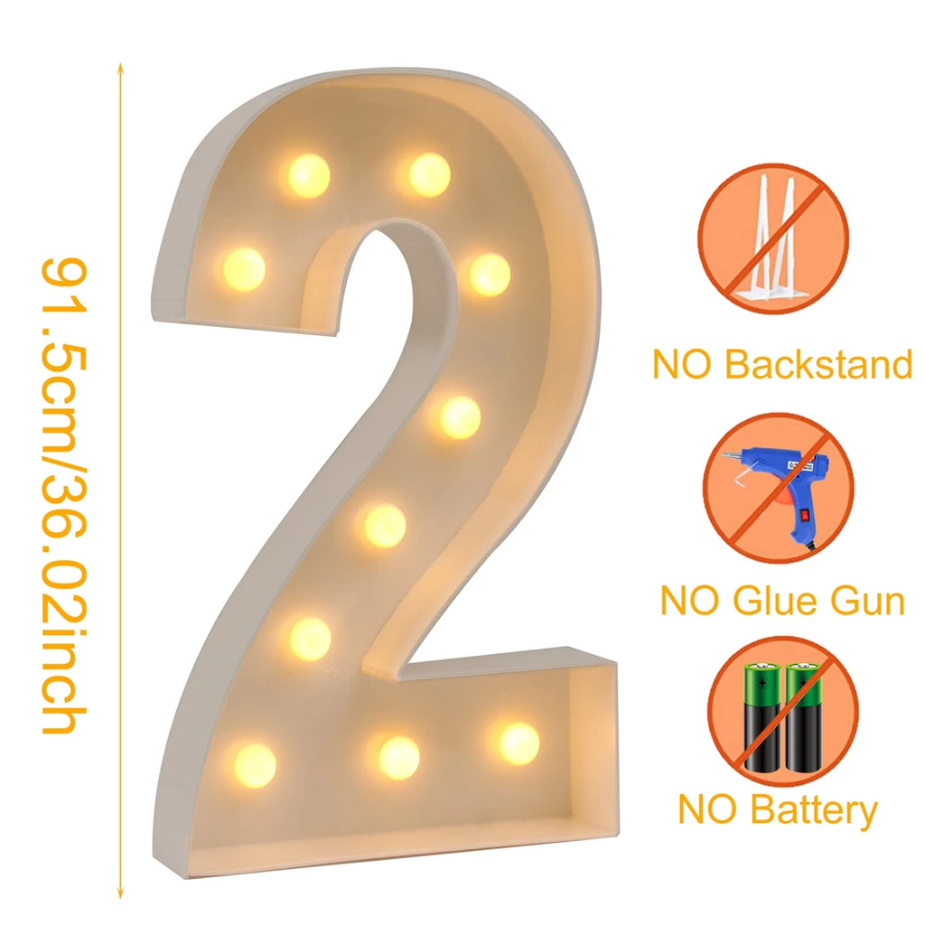 91.5cm Giant LED Light Birthday Number - 1st Birthday, Anniversary, Wedding Decor