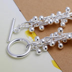 Solid Chain Beads Bracelet 925 Sterling Silver Women Wedding Fashion Jewellery