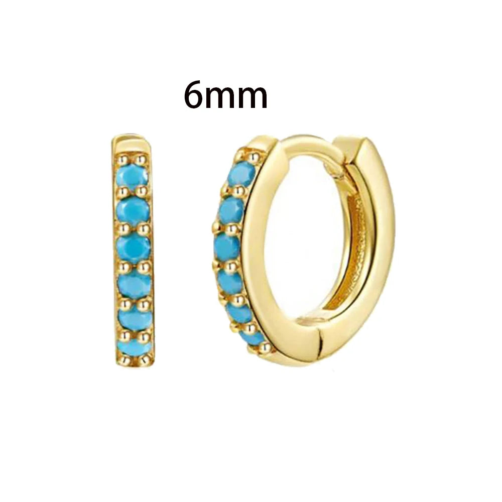 New Design Stainless Steel Cubic Zirconia Small Hoop Earrings Punk