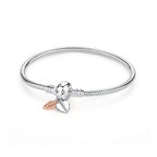 Original 925 Sterling Silver Bracelets Bangles Love Heart Clip Charms Beads Snake Chains For Women Rose Gold DIY Luxury Jewelry