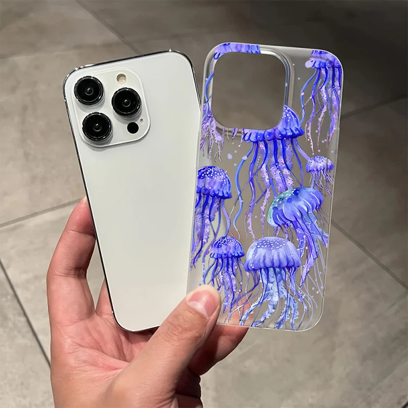 Ocean Jellyfish Print Case for iPhone 17 16 15 14 13 12 Pro Max