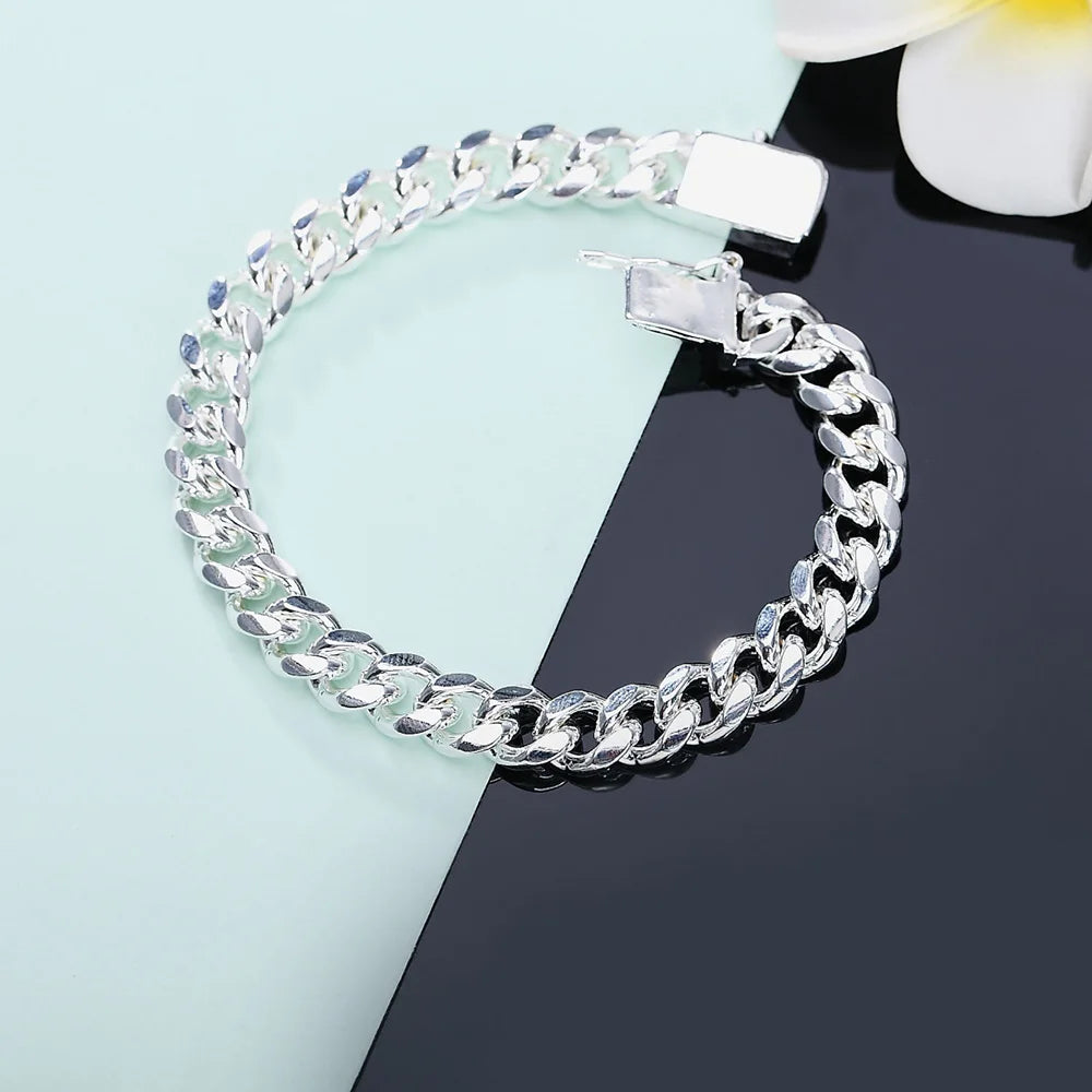 10mm Gold & Silver Chain Bracelet Men Women Noble Wedding Fashion Jewellery