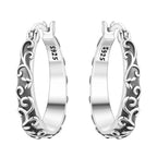 925 Sterling Silver Flower Plant Zircon Circle Hoop Earrings Jewellery Gift