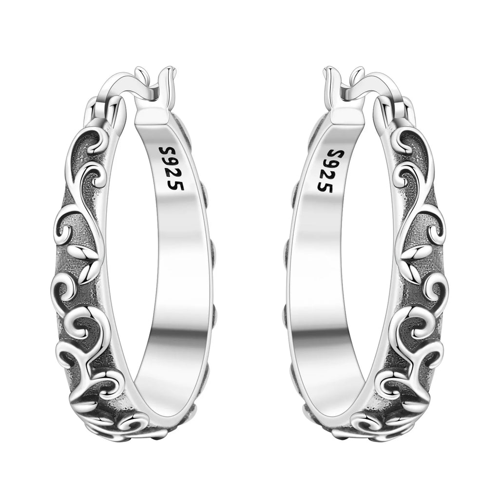 925 Sterling Silver Purple Flowers Versatile Hoop Earrings Fine Birthday Gift