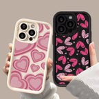 Pink Heart-Shaped Silicone Case for iPhone 17 16 15 14 13 12 11 Pro Max XR