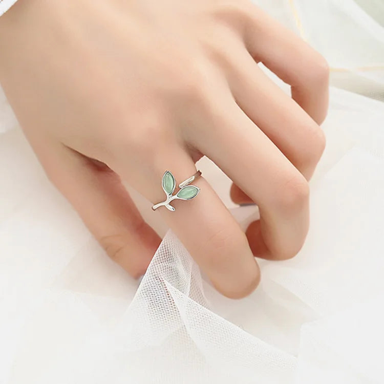 925 Sterling Silver Foliage Adjustable Ring Girls Wedding Luxury Quality Jewellery Accessory