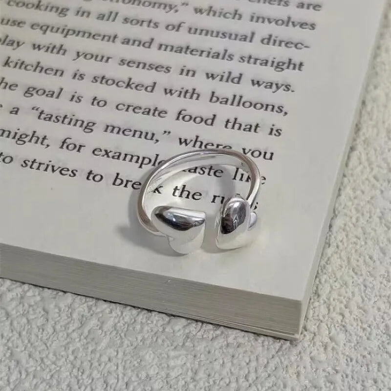 925 Sterling Silver Heart Open Ring Fashion Luxury Engagement Jewellery Wholesale Accessory