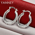925 Sterling Silver 30mm Hollow Round Hoop Earrings Women Party Fashion Gift