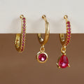 3PCS Fashion Stainless Steel Water Drop Zircon Dangle Earrings Gold Set