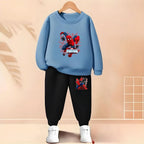 Boys Cartoon Print Pullover and Trousers 2-Piece Thin Casual Tracksuit