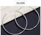 925 Sterling Silver 50mm Simple Circle Earrings Women Engagement Hip Hop Gift