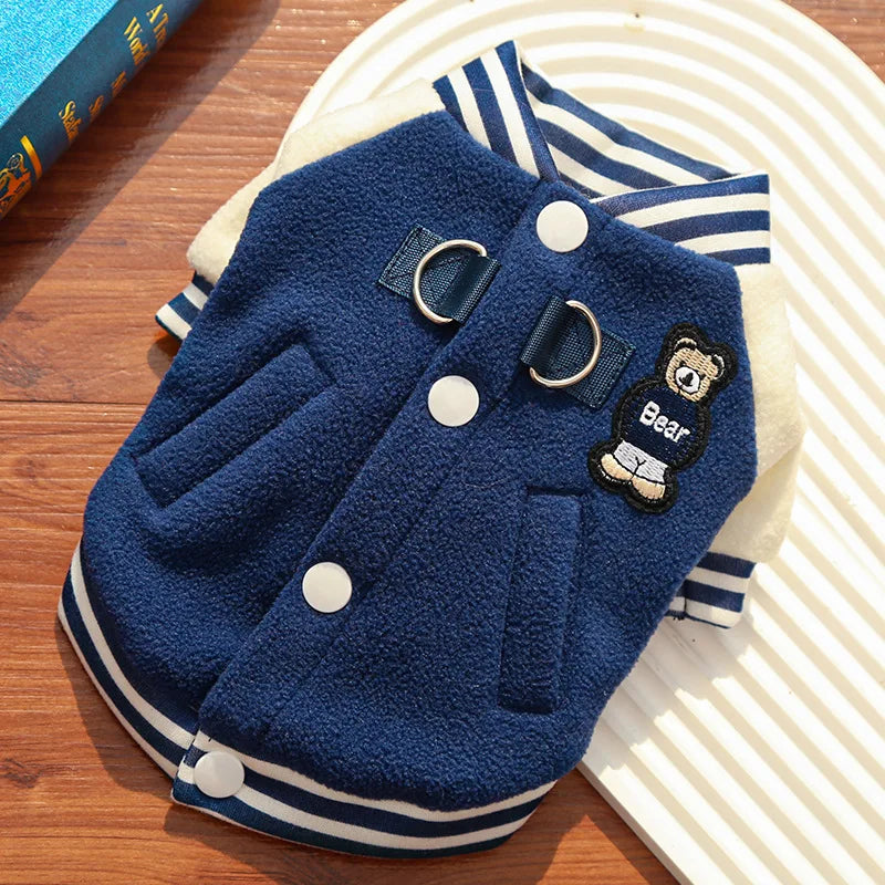 Winter Coats for Dogs Fleece Bear Dog Baseball Jacket Puppy Costume Cat Clothing Chihuahua Bichon Dachshund Items Dog Clothes