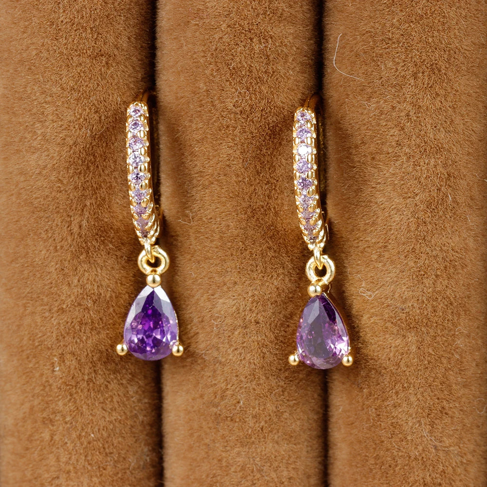 New Design Stainless Steel Small Hoop Earring Colourful Zirconia