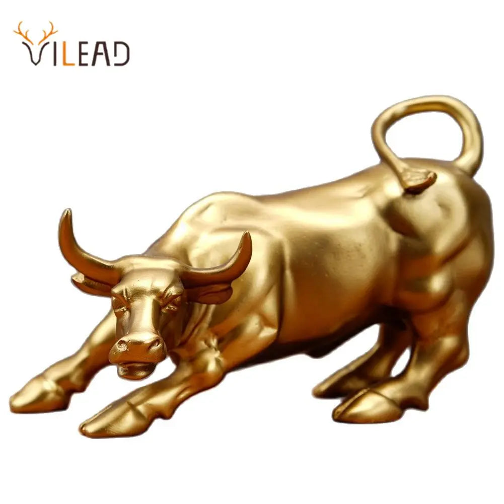 Wall Street Bull Sculptures Statue Animal Figurines Office Desk Decor Modern Art