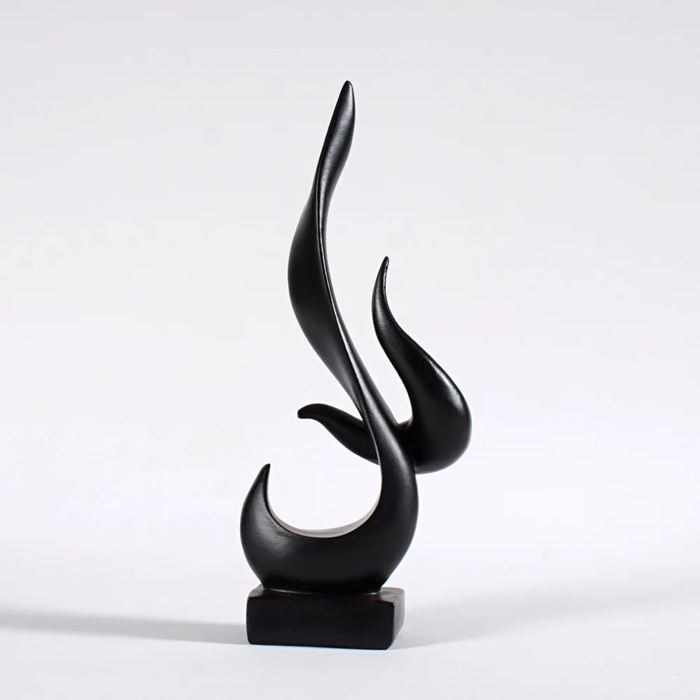 23cm Abstract Fire Sculpture Gold Flame Resin Ornament Modern Pop Art Shelf Decoration