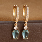 2PCS New Design Stainless Steel Heart Hoop Earring Vintage Zirconia