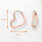 Rose Gold Heart Hoop Earrings Real 925 Sterling Silver Romantic Gift