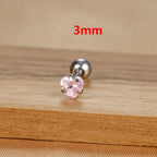 1PC Fashion Zircon Heart Helix Tragus Piercing Stud Earrings Steel