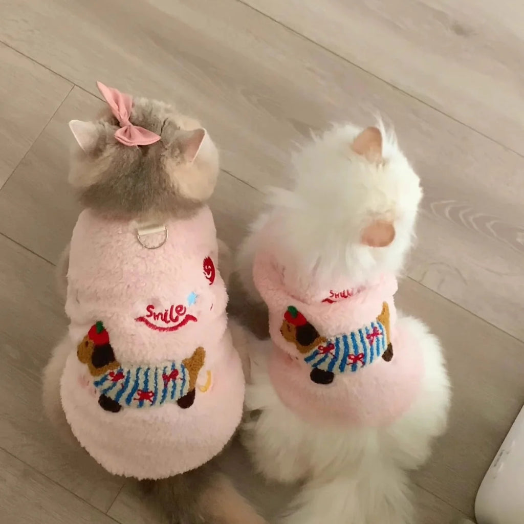 Cozy Cat Vest Indoor Winter Warm Plush Fleece Jacket Puppy Kitten Clothes