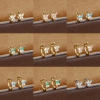 Stainless Steel Zircon Butterfly Minimal Hoop Earrings Gold Huggie