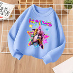 K-pop Girls Cartoon Print Casual Sweatshirt O-Neck Long Sleeve Fashion Top