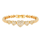 Cubic Zirconia Floral Bracelet for Women18k Gold Plated Link Statement Jewelry