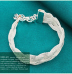 Braid Chain Bracelet 925 Sterling Silver Men Women Wedding Fashion Jewellery