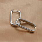 2PCS Gold Colour Square Stainless Steel Hoop Earrings Minimalist Punk