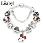 Pink Crystal Bead Charm Bracelet Colourful Enamel Handmade DIY Jewellery