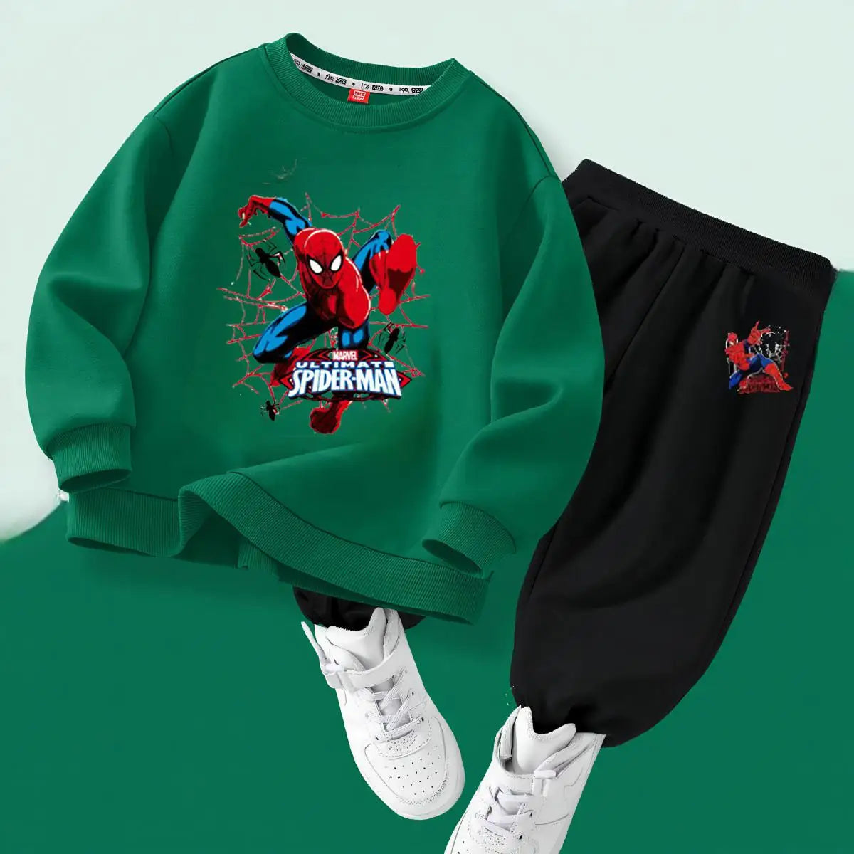 Kids Spiderman Pullover & Long Pants Two Piece Suit Children's Sweatsuit
